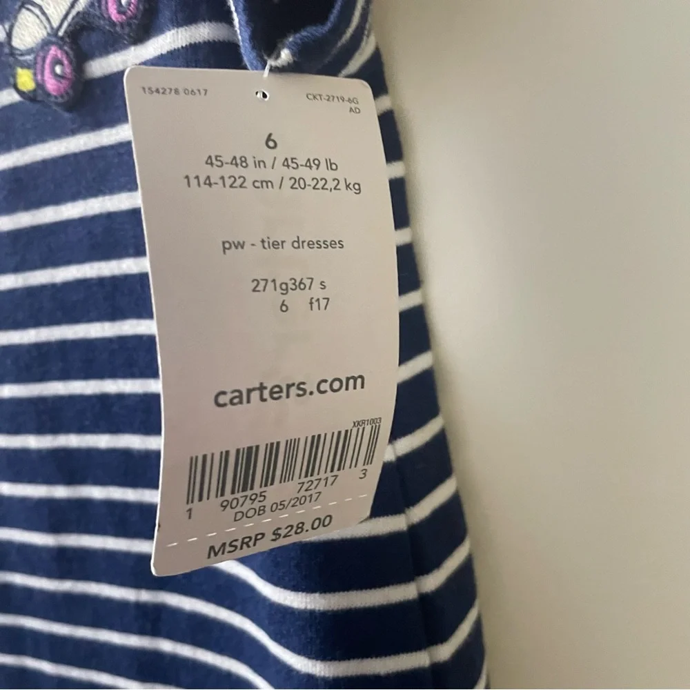 Carter's Navy and White Striped Kids Dress
